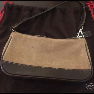 Classic Coach Underarm Purse - Tan Suede & Leather
